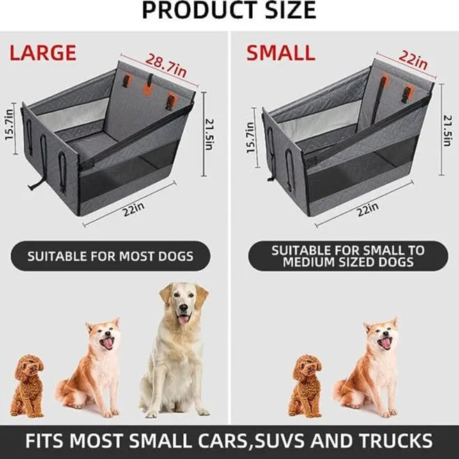 Grey water-resistant dog bed with removable cushion measuring 56x56x40 cm
