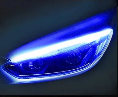 Flexible silicone LED car light strip with daytime running lights and flowing turn signal function