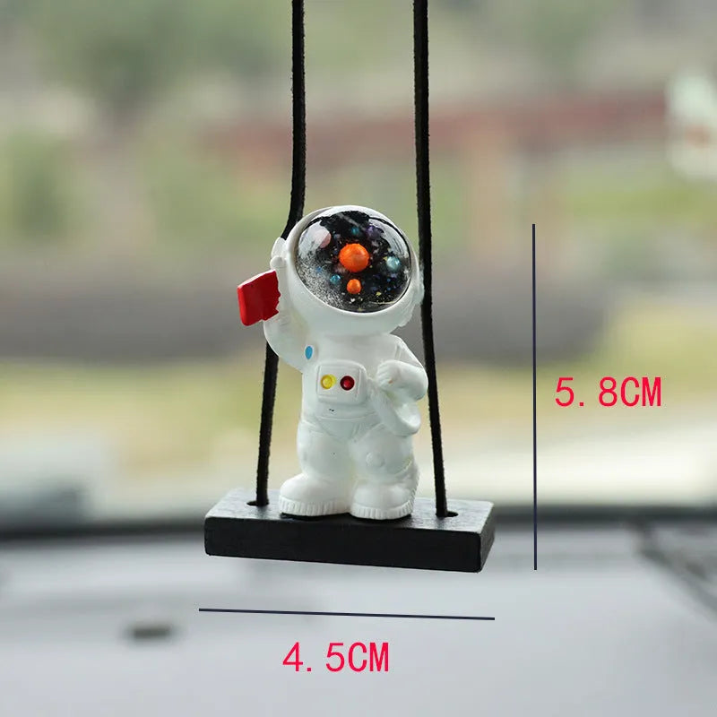 Resin astronaut car pendant in cartoon style with hook for hanging