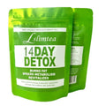 Box of 14-day herbal detox tea with 14 individual 3g sachets for weight management