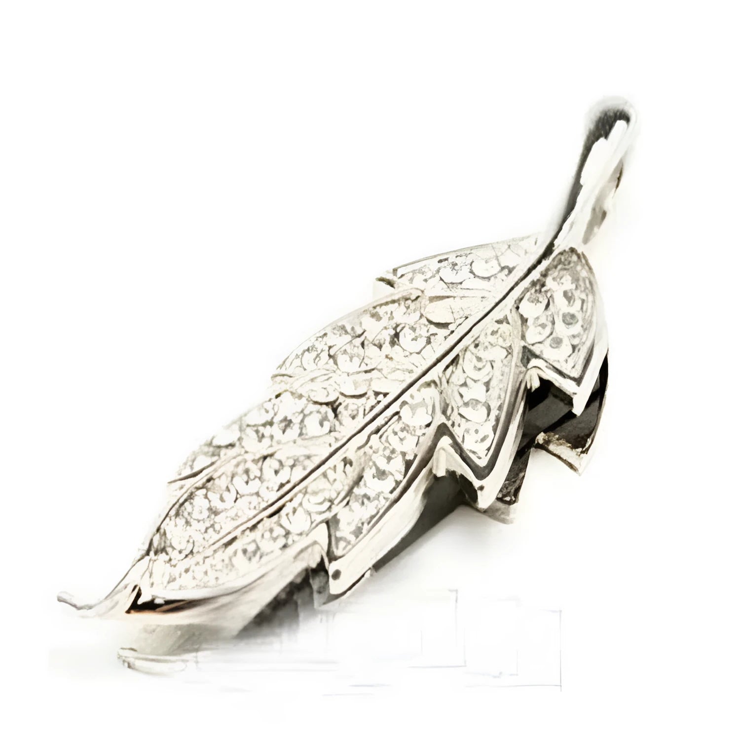 Silver metal USB flash drive with a crystal maple leaf decoration on a white background.