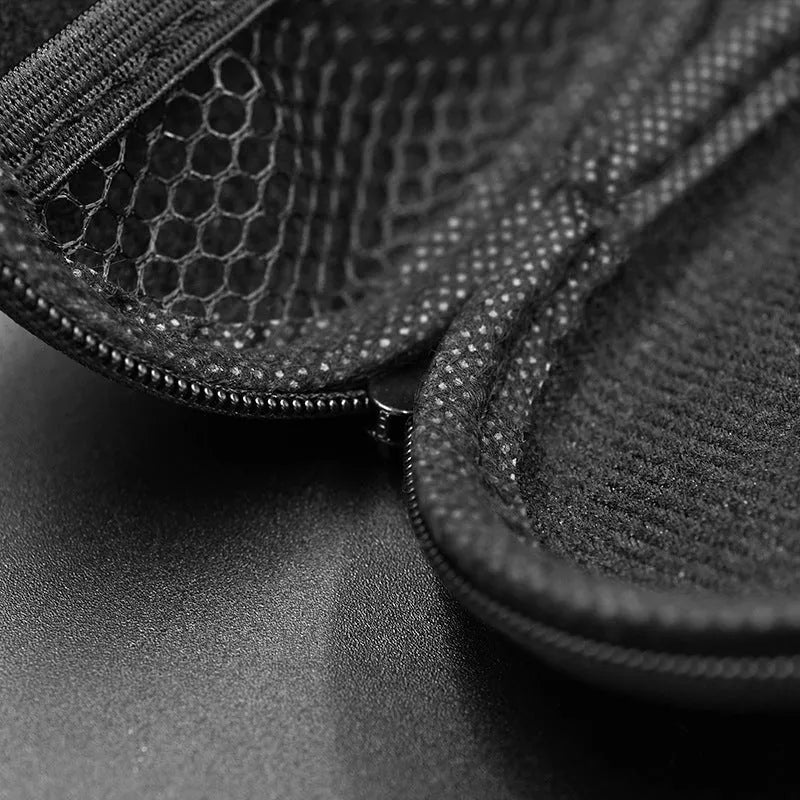 Black oval leather earphone storage bag for EDX PRO and ZEX PRO audio equipment