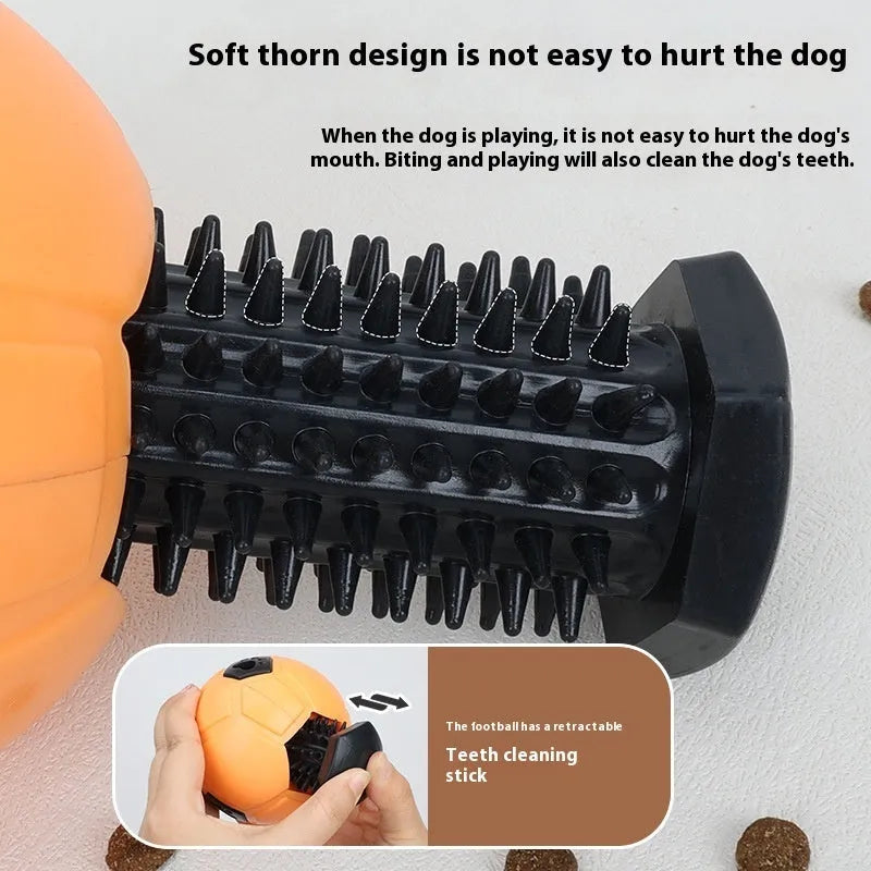 TPR dog toy ball with raised nibbling texture, shown in orange and white colour options