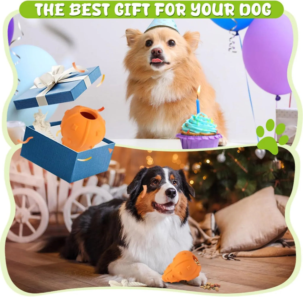 Natural rubber stuffable dog toy with treat dispensing hollow core for small medium breed dogs