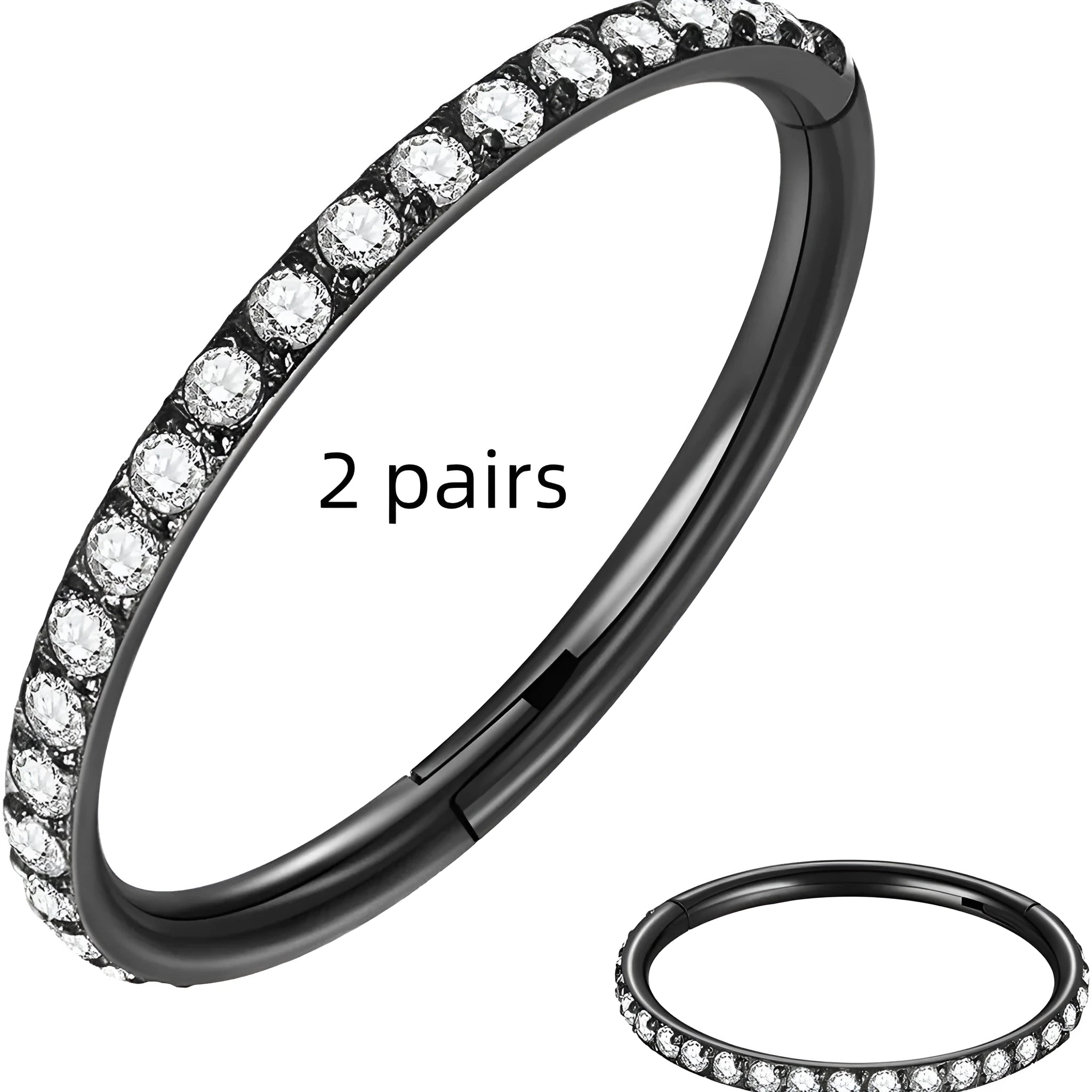 Stainless steel seamless nose ring with diamond detail in gold, rose gold and steel finishes