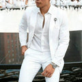 White men's two-piece slim fit wedding suit with jacket and trousers