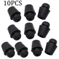 Ten black rubber automobile buckle clips with integrated shock absorbers for damping trim vibration.