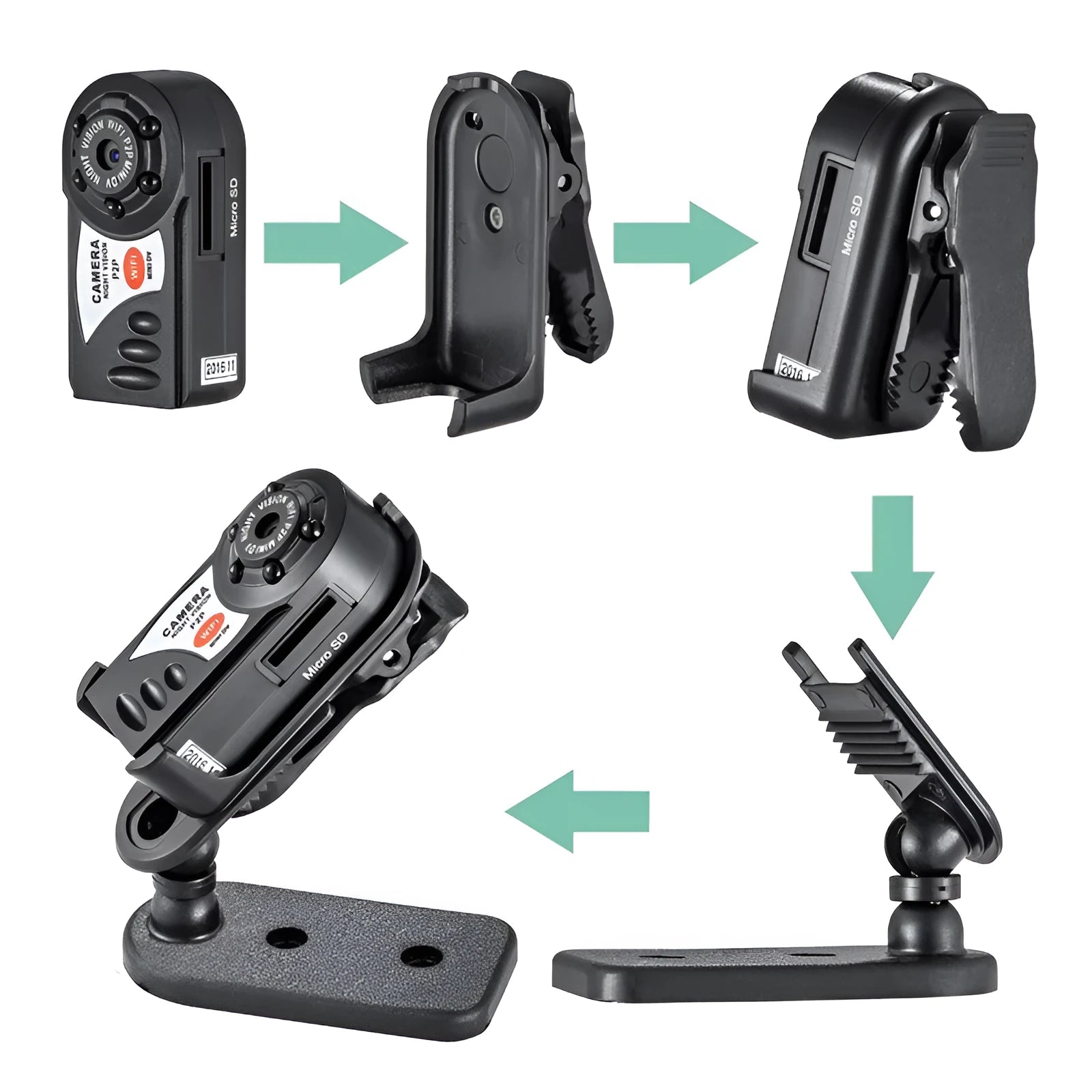 Black wireless Wi-Fi security camera with LCD screen and optical zoom lens