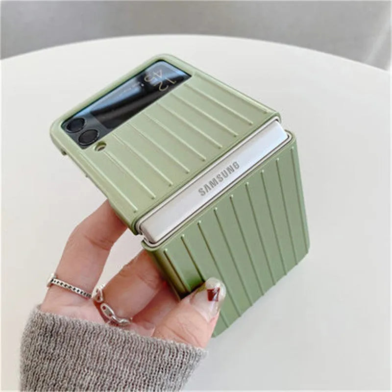 Samsung Z Flip3 ultra-thin flip phone case in solid colours showing front and back views
