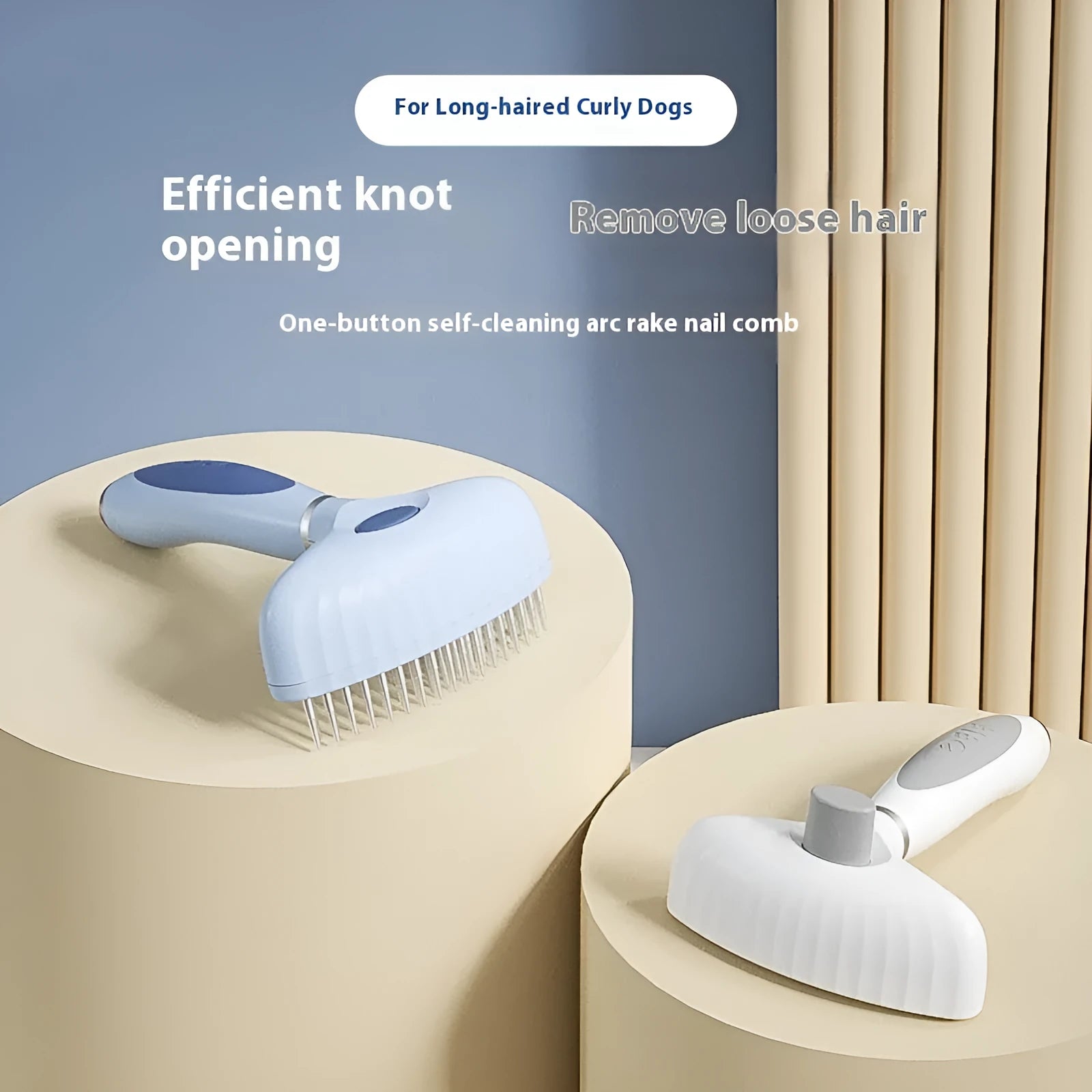 Stainless steel double row pet comb for dog grooming in light blue colour