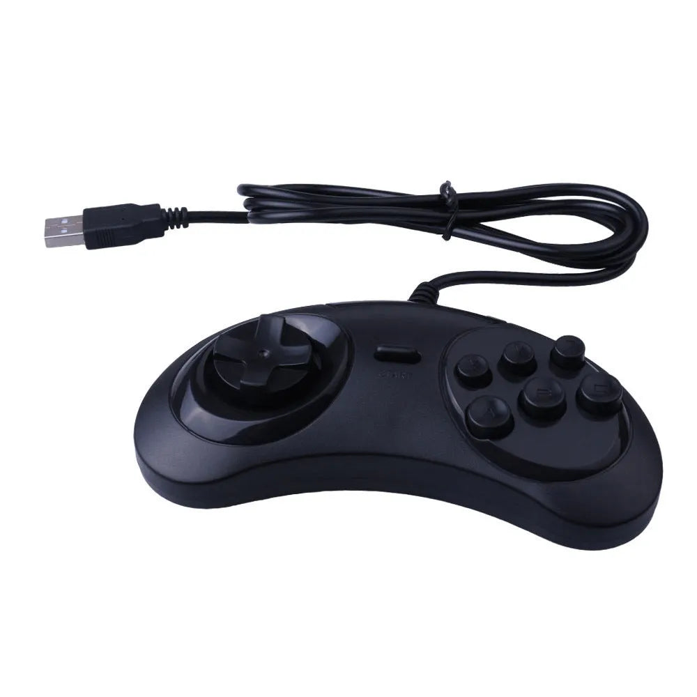 Black Sega USB game controller for PC with 1.8 metre cable and custom logo option