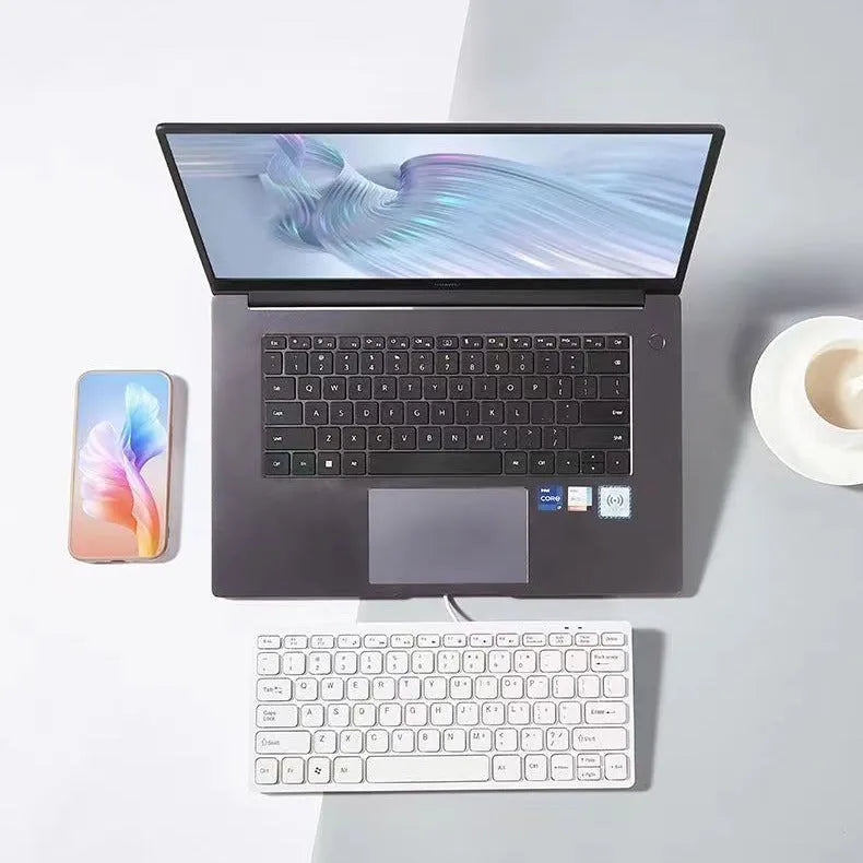 USB wired mini keyboard in black, white, pink or blue colours with 1.3 metre cable