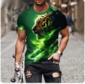 Men's grey t-shirt featuring a large, detailed 3D lion face print on the front.
