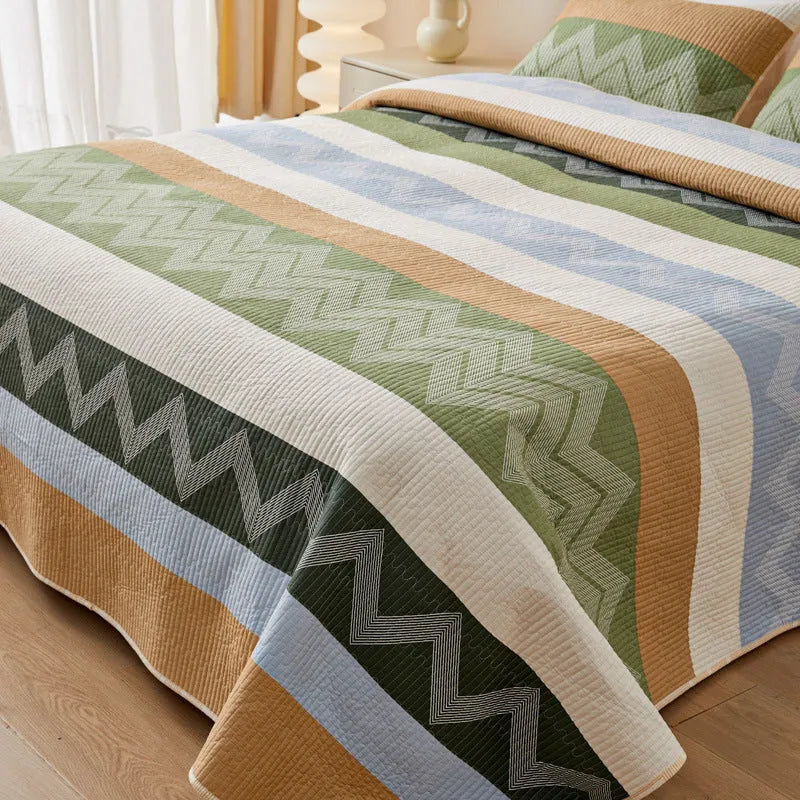 Pure cotton printed bed sheet three-piece set in modern simplicity design for 2.2 metre beds
