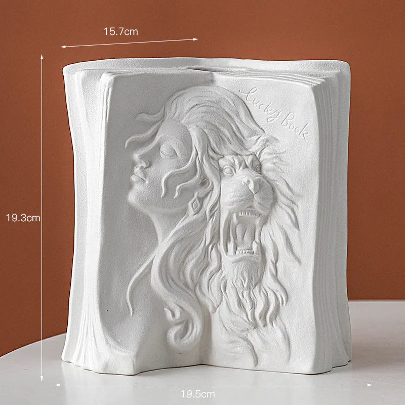 Ceramic book stand in modern simplicity style with glazed surface, design options include lover, dancer, beauty and beast, brush face