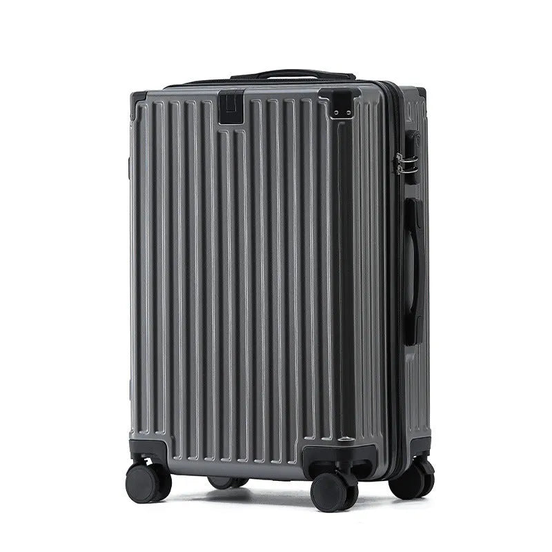 Aluminium frame trolley suitcase with USB port and universal wheels in avocado green colour.