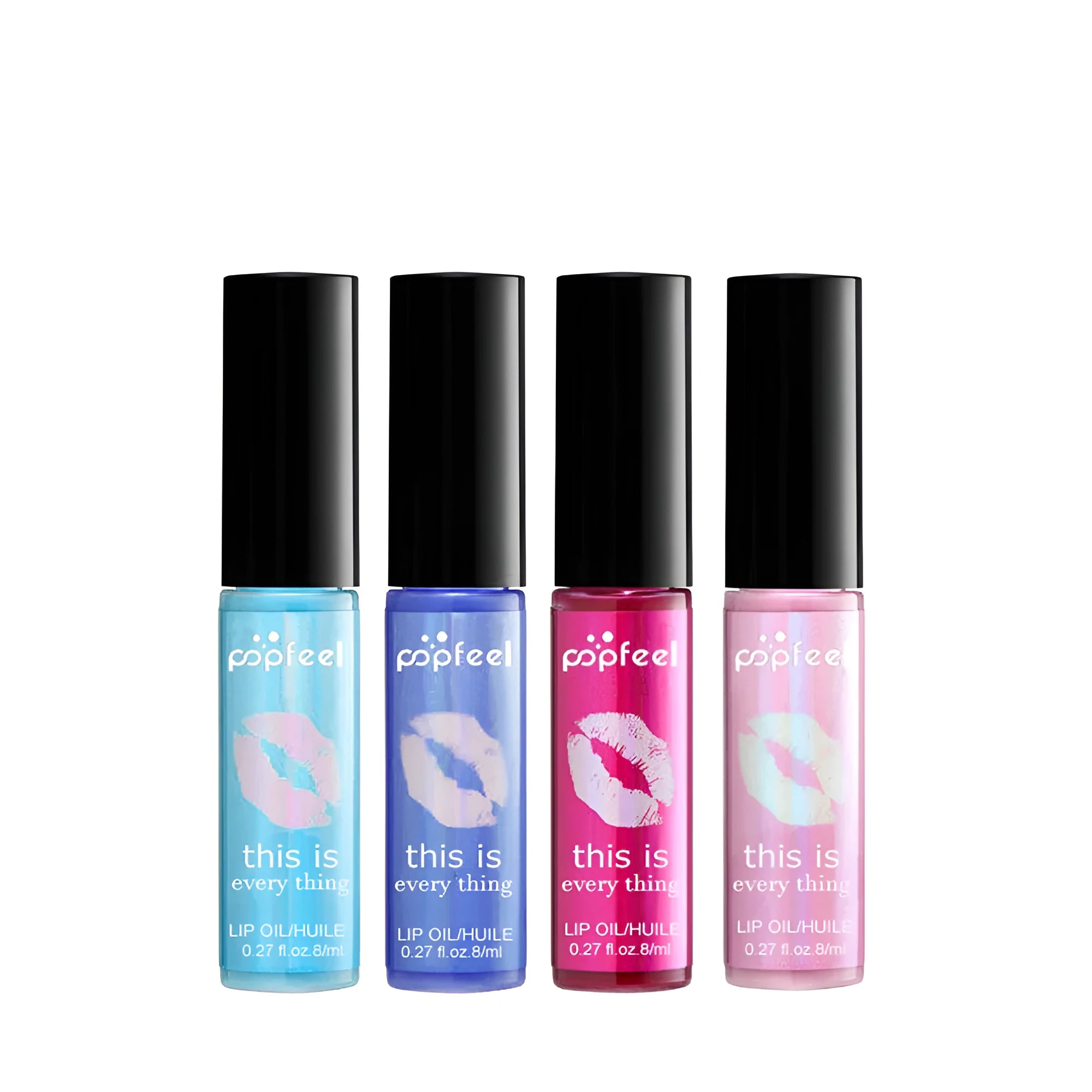 Transparent lip gloss with multivitamins in a clear tube, available in multiple colours