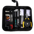 Black guitar repair tool kit for guitar bass mandolin banjo maintenance with case dimensions 200x100x45mm