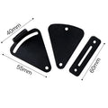 Black stainless steel sliding barn door lock showing S and M size options for different gap measurements