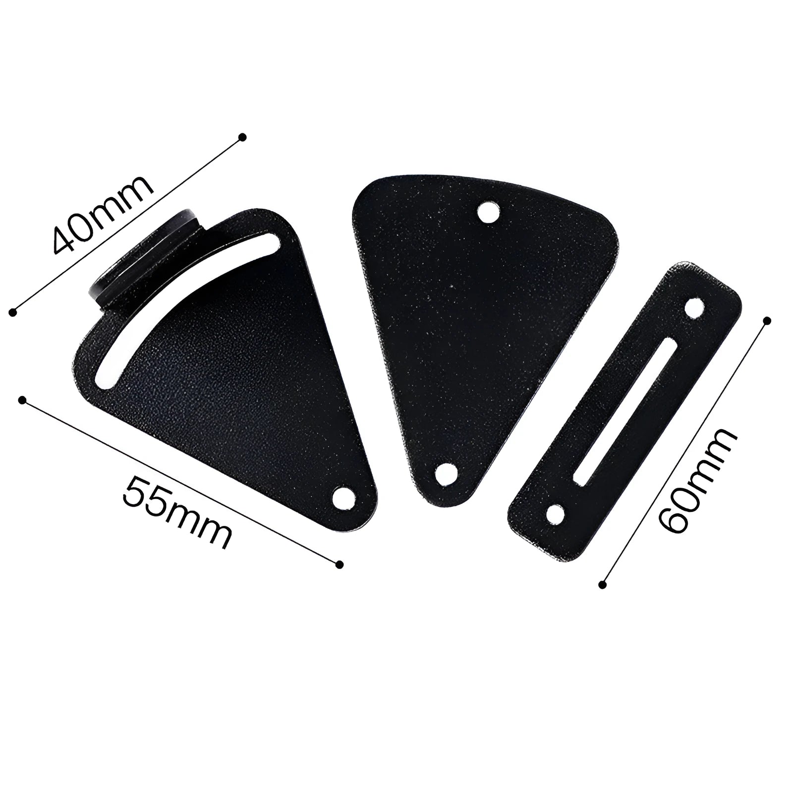 Black stainless steel sliding barn door lock showing S and M size options for different gap measurements