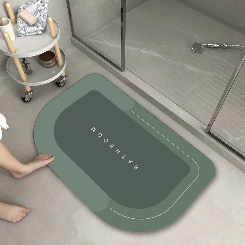Blended fabric bathroom floor mat in oval and rectangle styles showing Lake Baikal colour options
