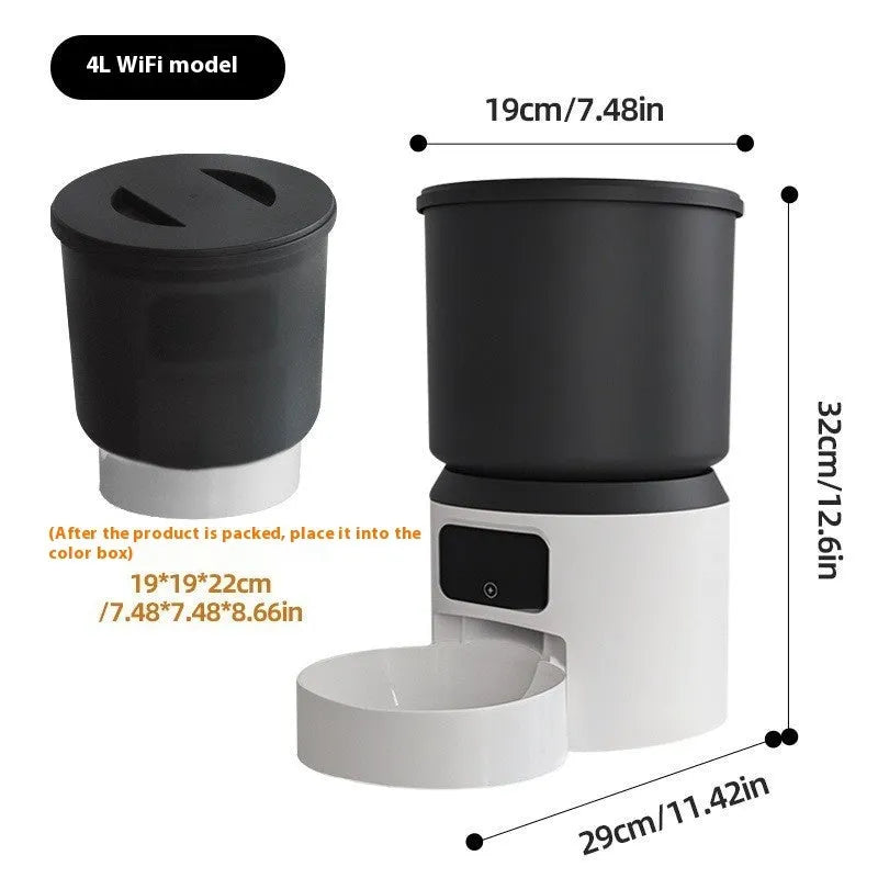 4L smart pet feeder with remote monitoring camera and stainless steel food bowl
