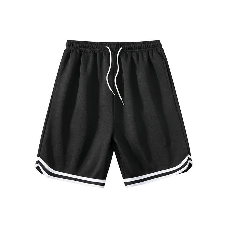Men's polyester sports shorts in loose fit design available in multiple colours including black, white and blue shades