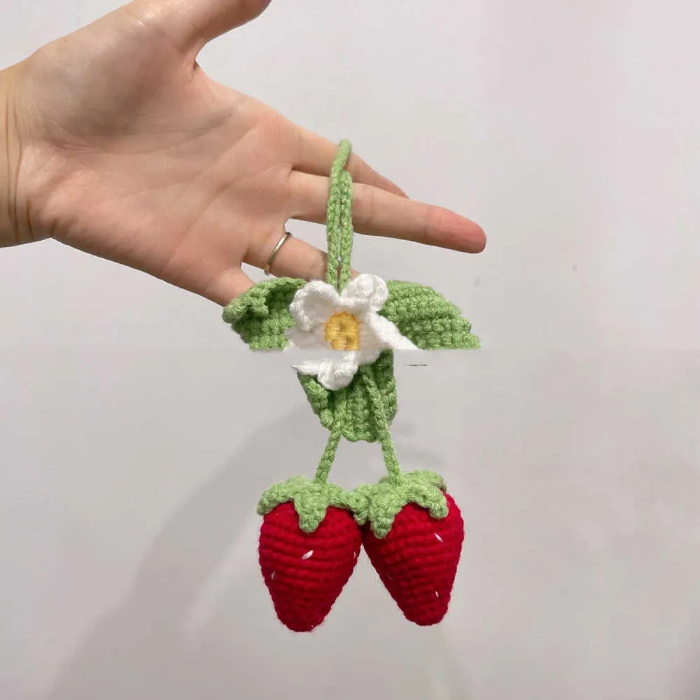 Handmade cotton and hemp strawberry weaving pendant decorative hanging ornament