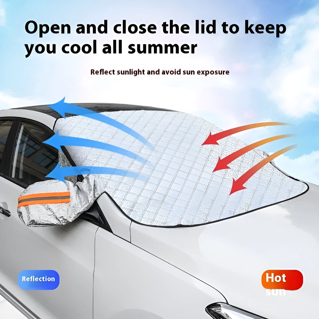 Large luxury SUV winter car cover with aluminium foil material and reflective edge stripes