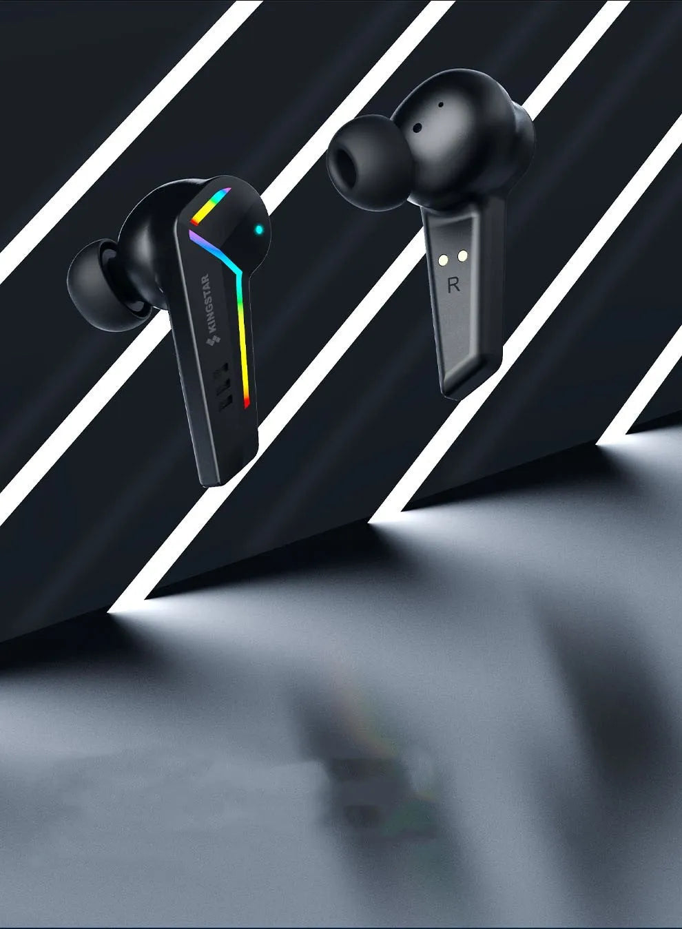 Small black Bluetooth sports headset with earplug design for wireless audio
