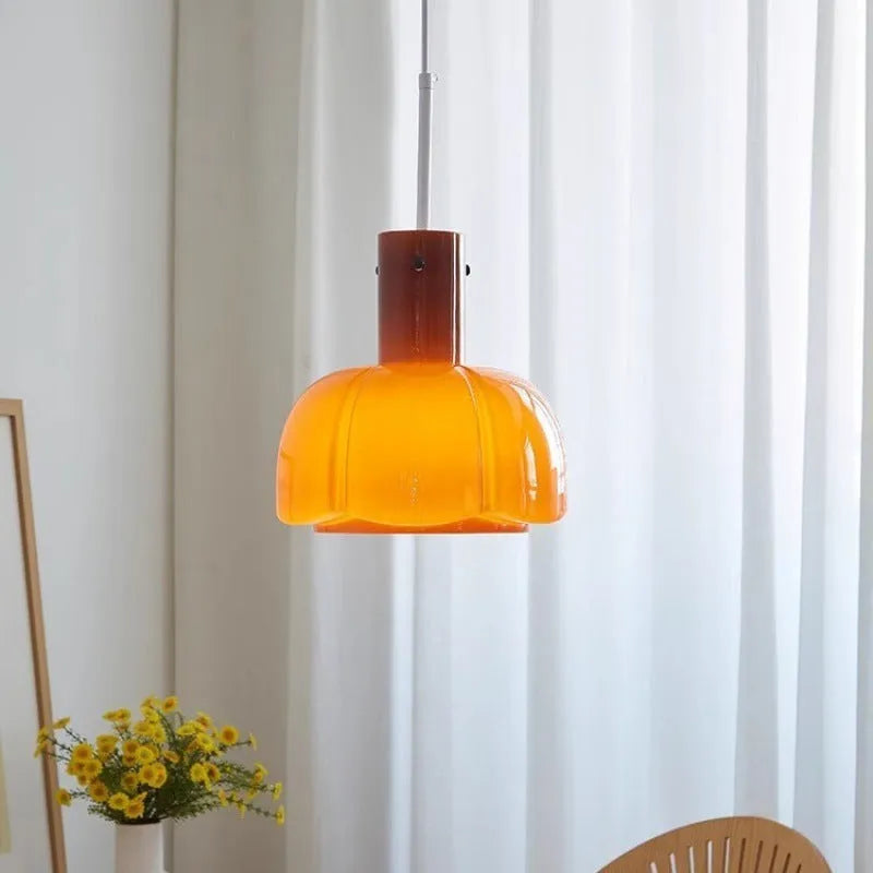 Medieval-style glass bud pendant chandelier with a retro design for ceiling installation.