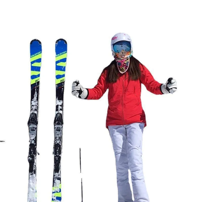 Adjustable hook and loop ski bandage strap for sleds and snowboards.