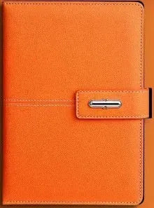 A5 notebook with PU leather cover in various colours including black, red, green, blue, and orange
