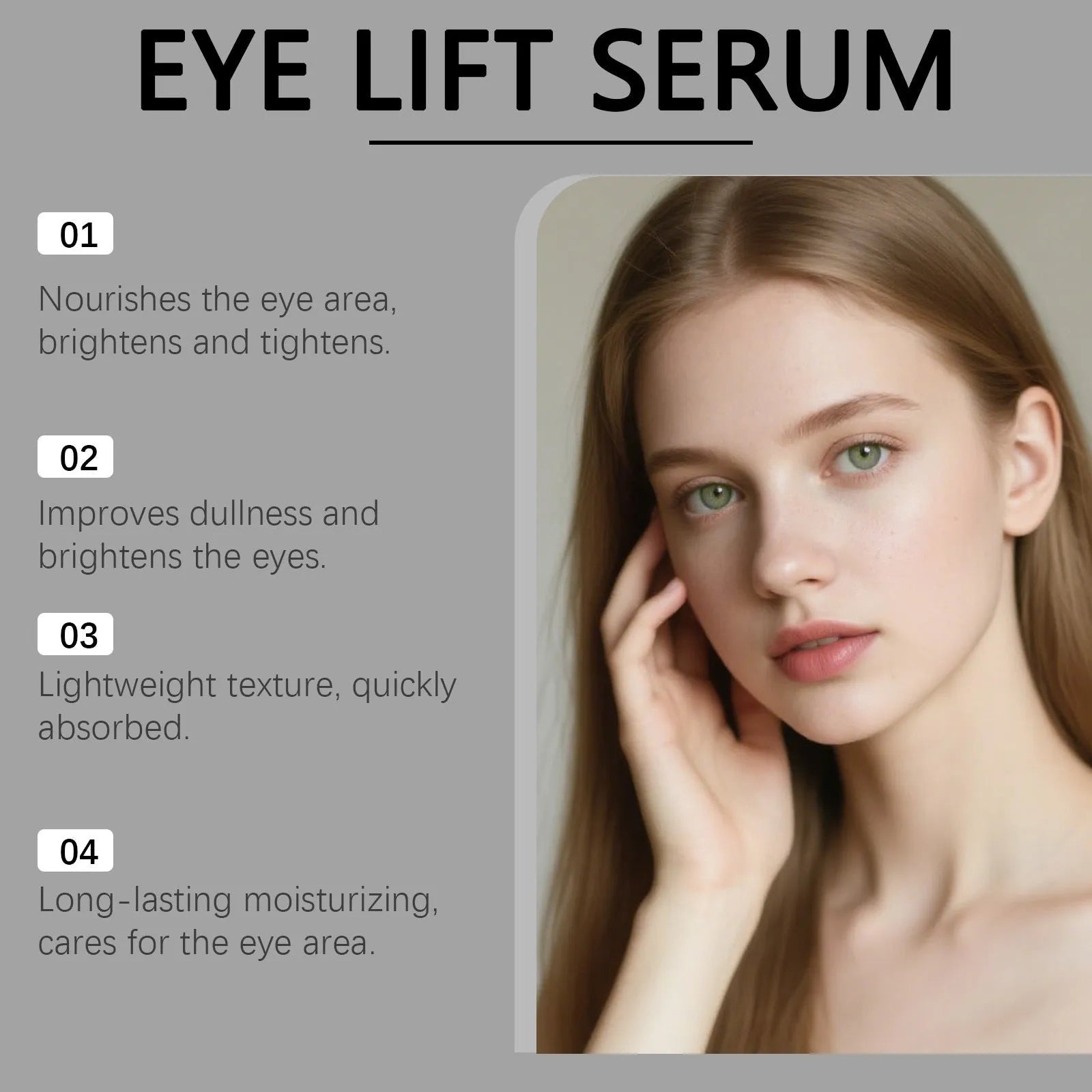 Eye firming liquid roll-on bottle with 10ml capacity, featuring frankincense and castor oil