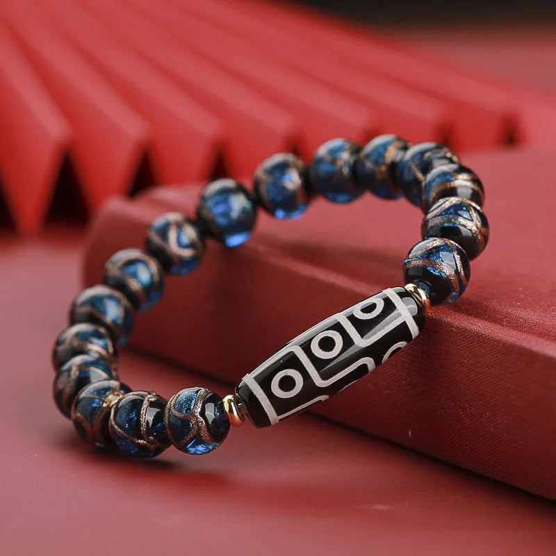 Chinese style coloured glaze bracelet with snake lucky beads in ancient five-colour design