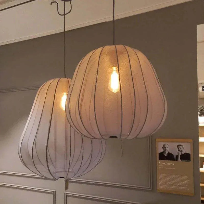 Japanese style branch ceiling lamp in white and grey-blue variants with three colour LED lighting