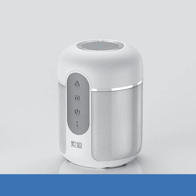 Compact black wireless Bluetooth speaker measuring 72mm by 99mm with 30W output power