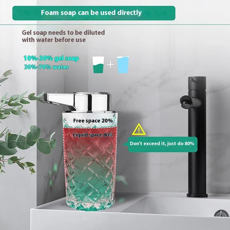 Automatic sensor soap dispenser with PET shell and silver plating in foam and thick liquid models