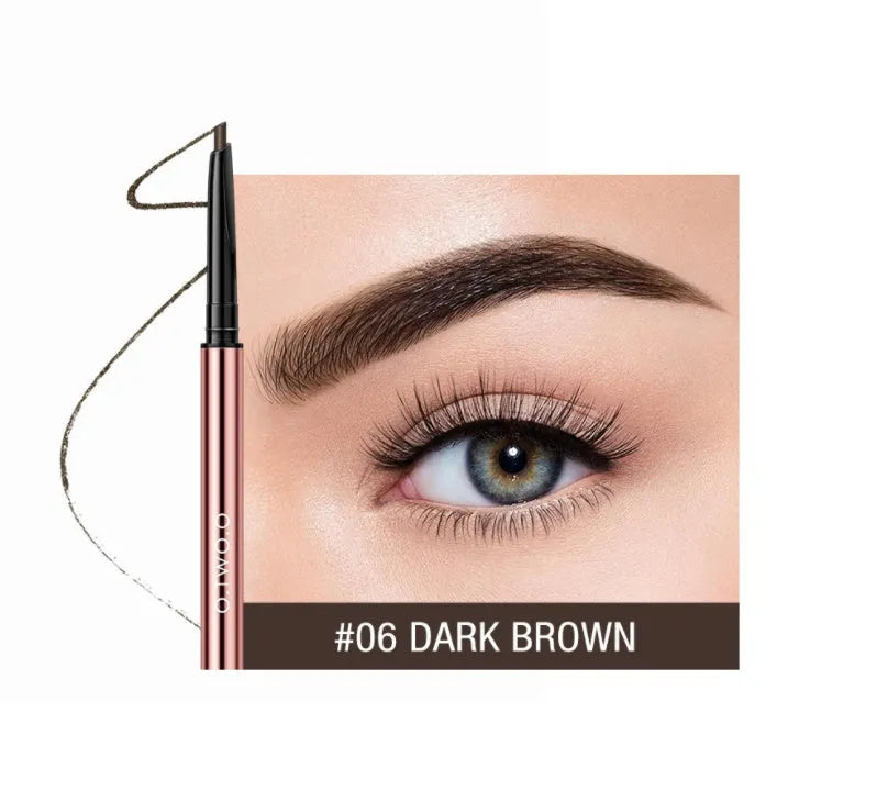 Brow make-up pencil in colour box with six shade options: Auburn, Blonde, Caramel, Dark Brown, Soft Brown, Taupe.