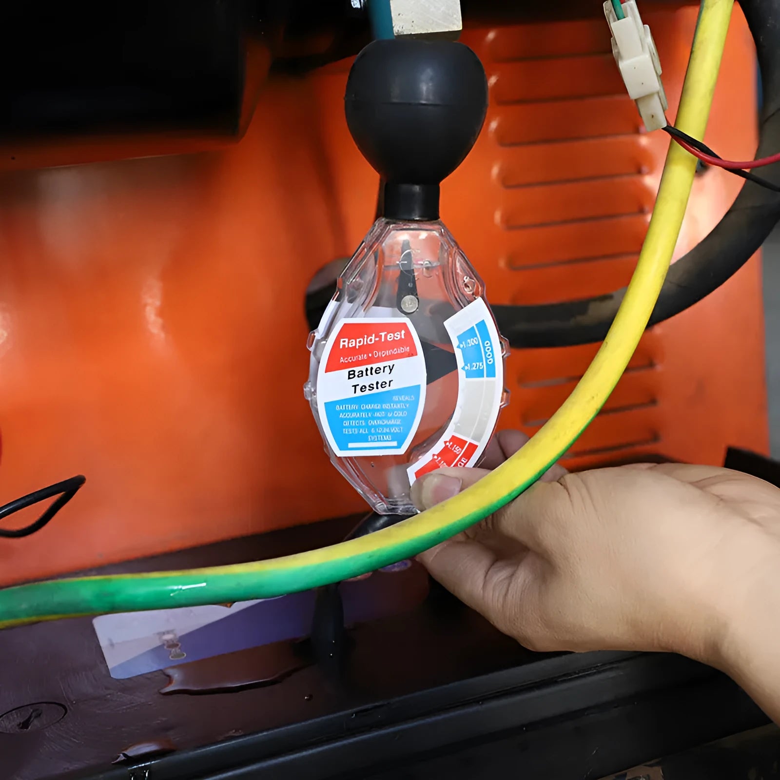 Suction electrolyte hydrometer instrument for testing lead acid battery fluid density