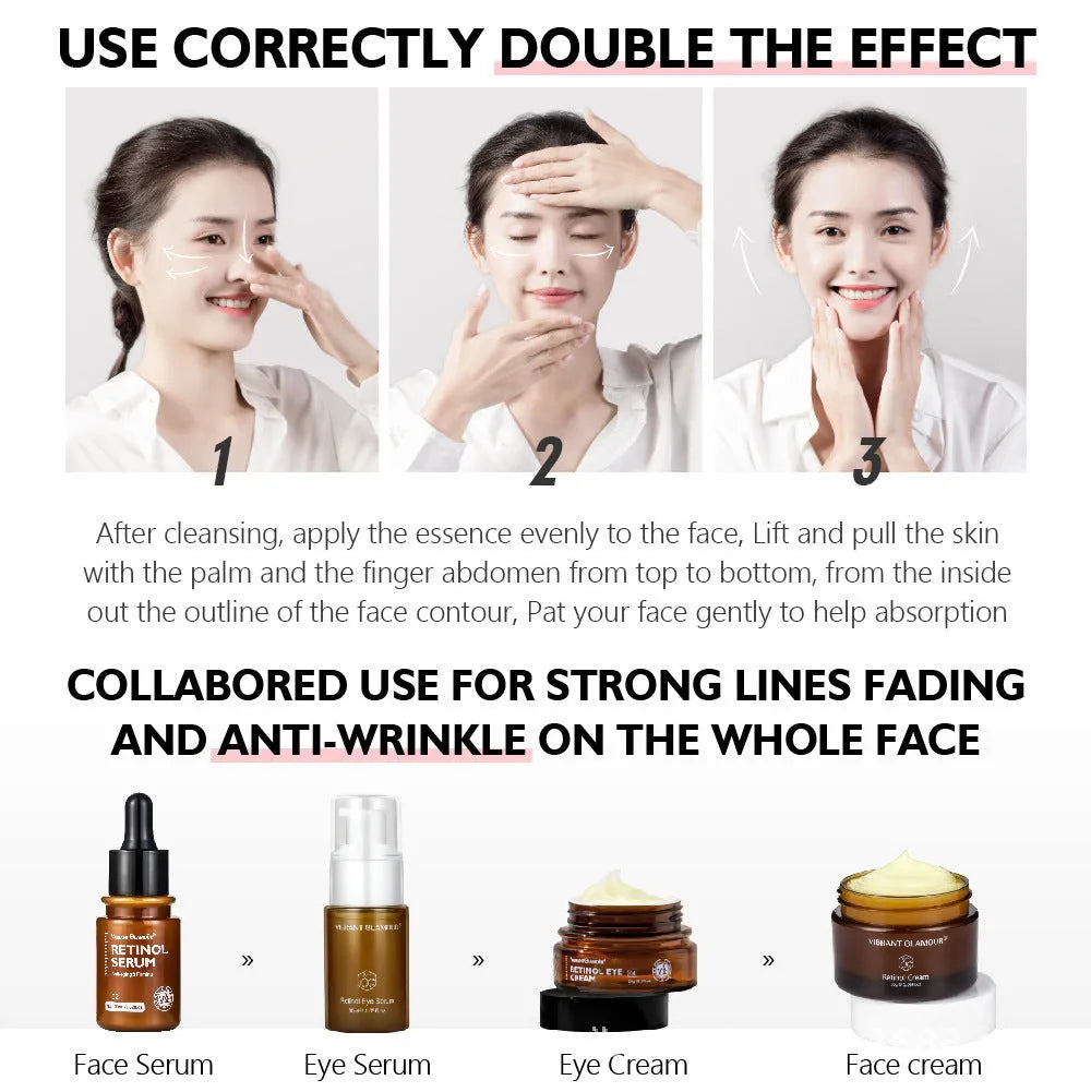 30ml retinol facial serum bottle for reducing fine lines and dry skin