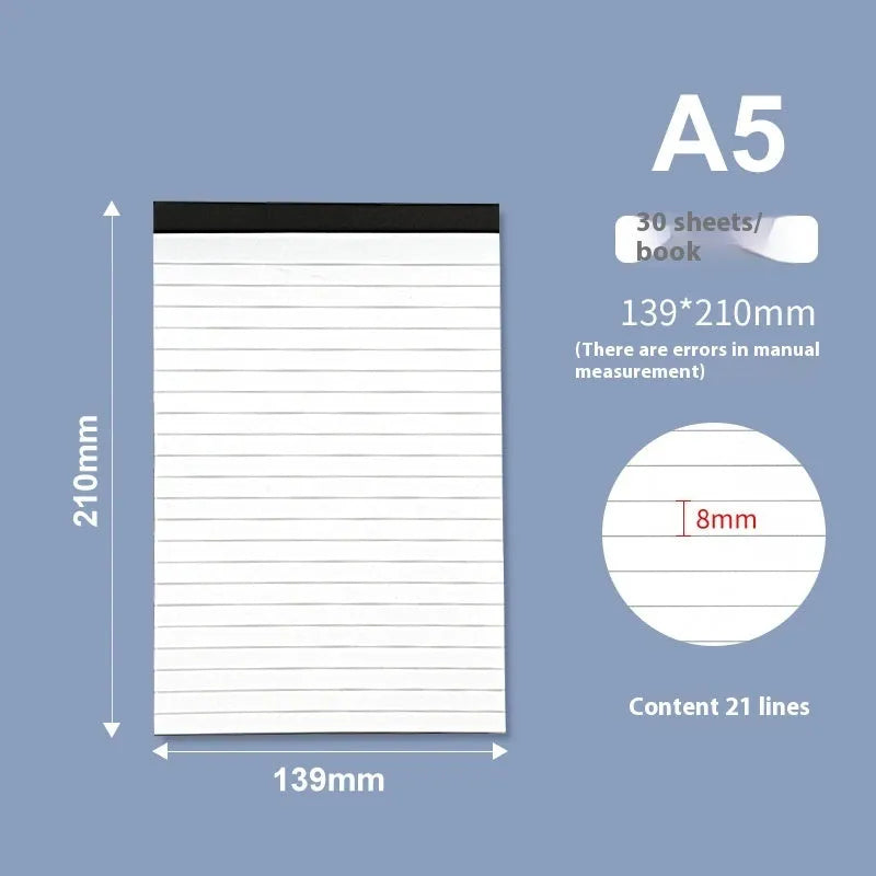 A4 tearable notebook with grid paper and wireless adhesive binding for meeting minutes