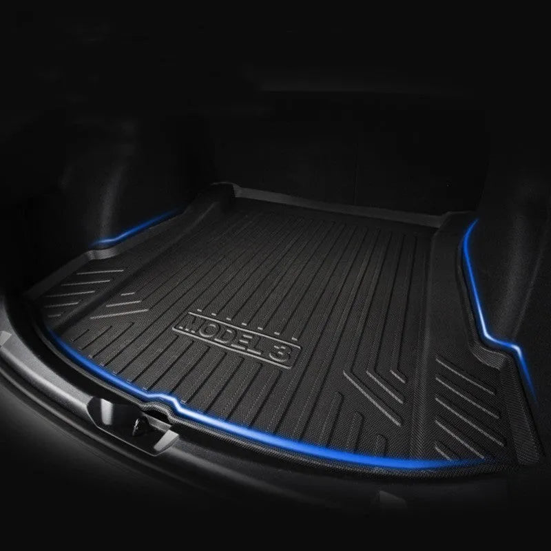 Tesla rubber car floor mat with TPE footrest section for Model 3, Y, S, and X vehicles