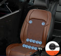 Car seat cushion with ventilation fan system showing multiple colour options and fan configurations