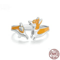 Silver electroplated cartoon corgi pet ring for women with adjustable design