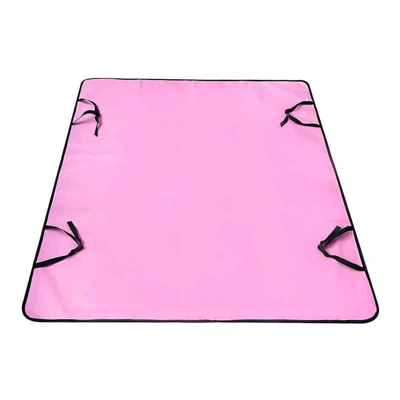 Car pet mat for rear seats in water resistant cloth with dog footprint design protecting vehicle upholstery