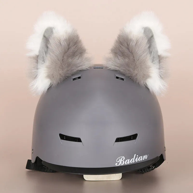 Plush fabric cartoon character helmet cover and matching hat cover set for costumes.