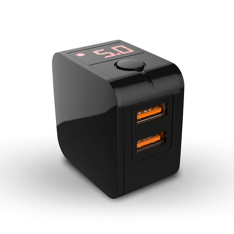 5V 2.4A USB travel charger adapter with digital display showing charging status