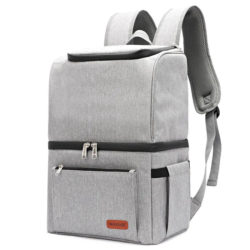 Blue insulated waterproof backpack with double layer cooling compartment and 22-litre capacity