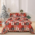 Christmas red plaid pattern bedding three-piece set with quilt cover and matching pillowcases